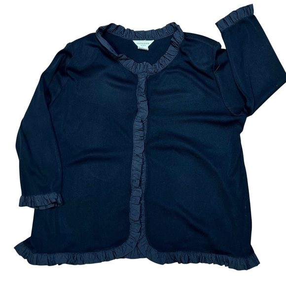 Exclusively Misook black knit long sleeve ruffle cardigan size 1X capsule career - Picture 2 of 11